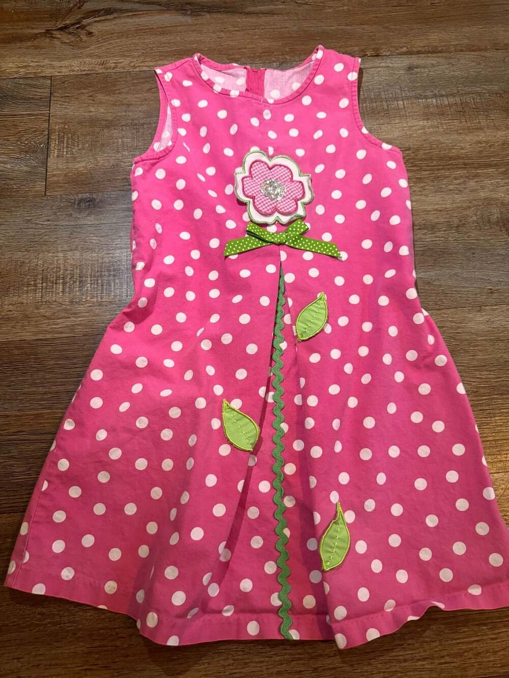 Bonnie Jean Pink Polka Dot Flower Applique Sundress Dress 4T